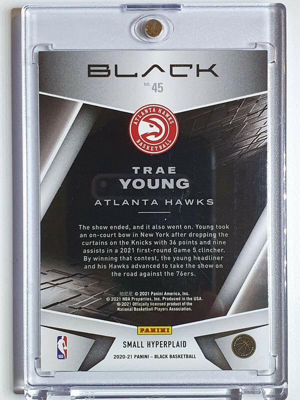 2021 Panini Black Trae Young #45 GOLD HYPERPLAID HOLO /5 - Ready to Grade