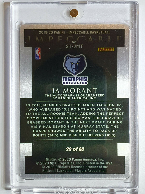 2019-20 Impeccable Ja Morant Rookie AUTO RED /60 - Rare Gem