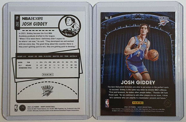 2021 NBA Hoops Josh Giddey Rookie #202 #6 Lot of 2 RCs - Ready to Grade