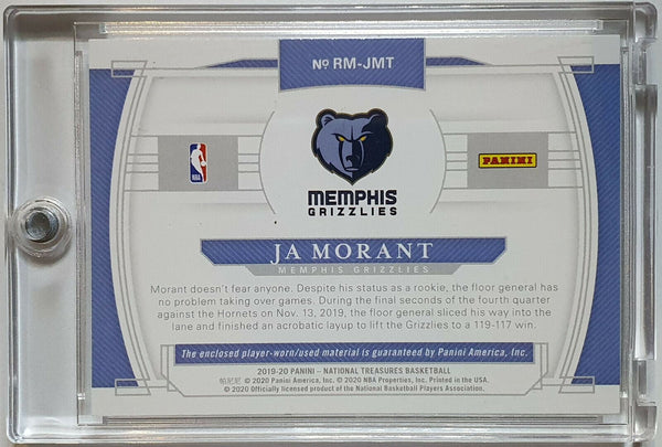 2019 National Treasures Ja Morant Rookie #PATCH /99 Worn Jersey Materials - Rare