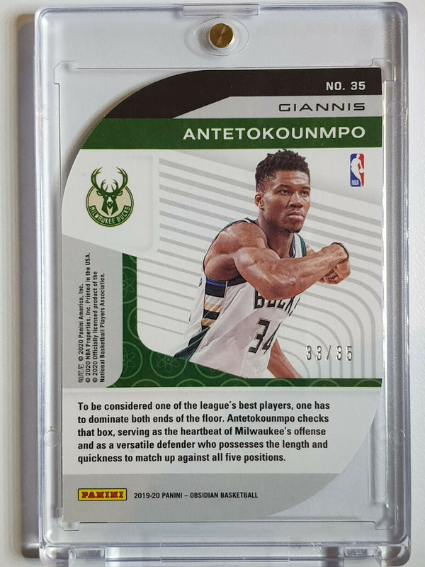 2019 Obsidian Giannis Antetokounmpo #35 ORANGE HOLO /35 Atomic - Ready to Grade