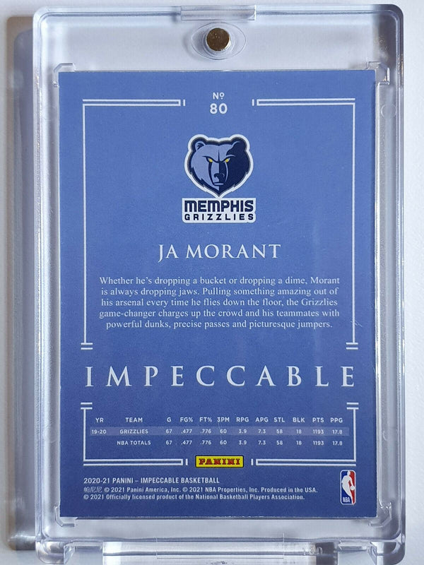 2020 Panini Impeccable Ja Morant #80 GOLD Prizm /10 - Rare Gem