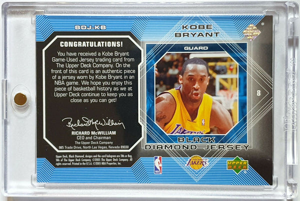 2005 Upper Deck Kobe Bryant #PATCH BLACK DIAMOND Game Worn Jersey - Rare