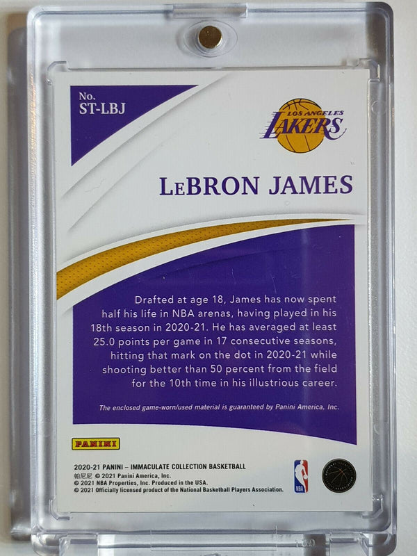 2020 Immaculate Lebron James #PATCH SILVER /49 Game Worn Jersey Relic