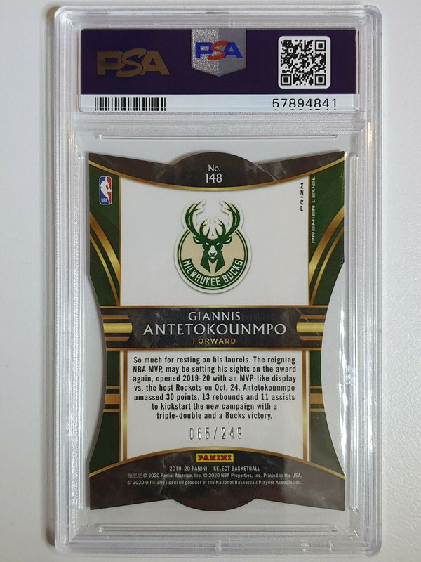 2019 Select Giannis Antetokounmpo #148 BLUE Prizm /249 Die-Cut - PSA 9 (POP 16)