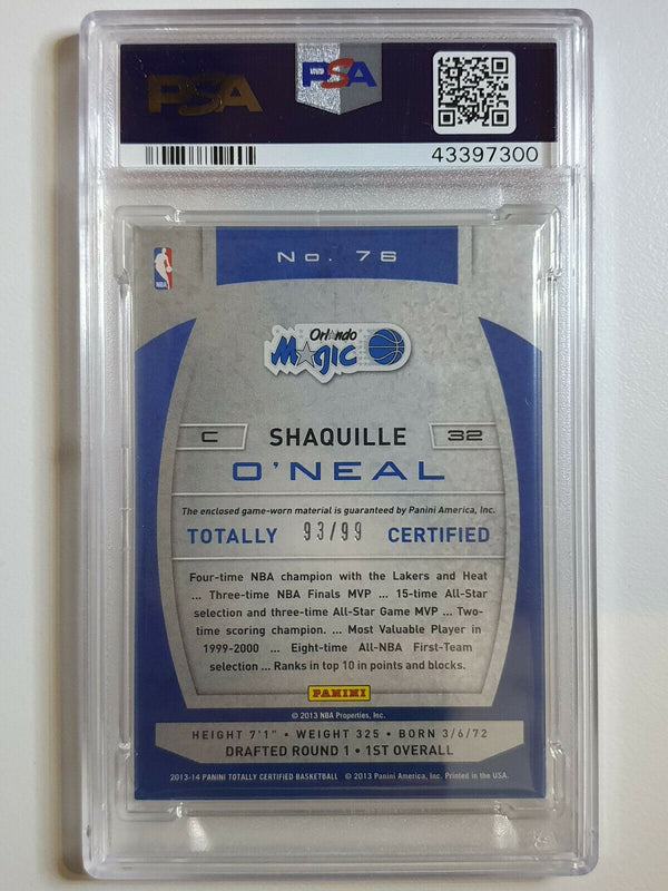 2013 Totally Certified Shaquille O'Neal #PATCH RED /99 Jersey - PSA 9 (POP 1)