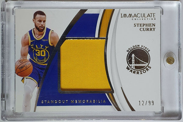 2020 Immaculate Stephen Curry #PATCH Standout /99 Game Worn Jersey