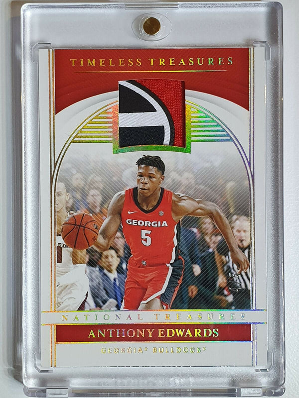 2021 National Treasures Anthony Edwards Rookie PRIME LOGO PATCH /5 Jersey - Rare