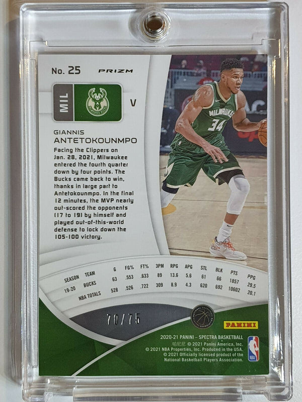 2020 Spectra Giannis Antetokounmpo #25 Variation GOLD GREEN /75 Prizm - Rare