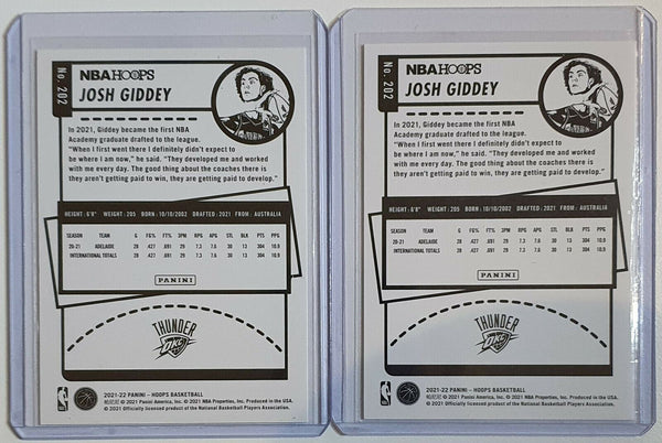 2021 NBA Hoops Josh Giddey LOT OF 2 Rookie #202 RC - Ready to Grade