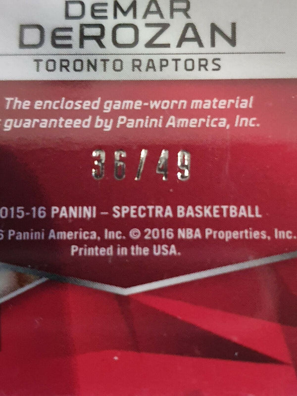 2015 Panini Spectra DeMar DeRozan #PATCH BLUE HOLO /49 Prizm - Rare