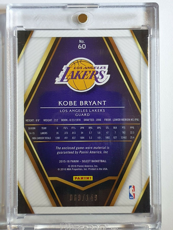 2015 Select Kobe Bryant #PATCH /149 Game Worn Jersey Relic - Ready to Grade