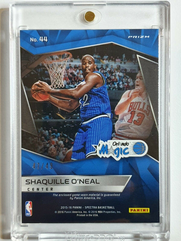 2015 Spectra Shaquille O'Neal #44PATCH BLUE HOLO /49 Game Worn Jersey - Rare