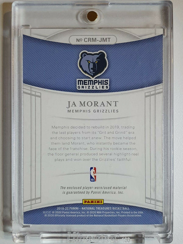 2019 National Treasures Ja Morant Rookie #PATCH /99 Worn Jersey - Ready to Grade