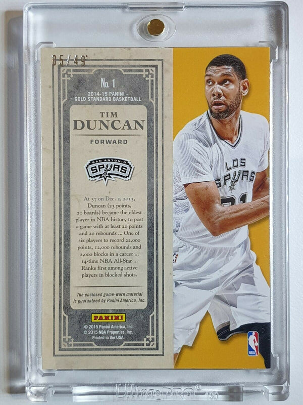 2014 Gold Standard Tim Duncan #PATCH /49 Game Worn Jersey - Rare