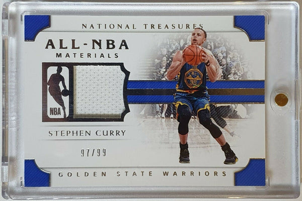 2018 Panini National Treasures Stephen Curry #PATCH /99 Game Worn Jersey - Rare