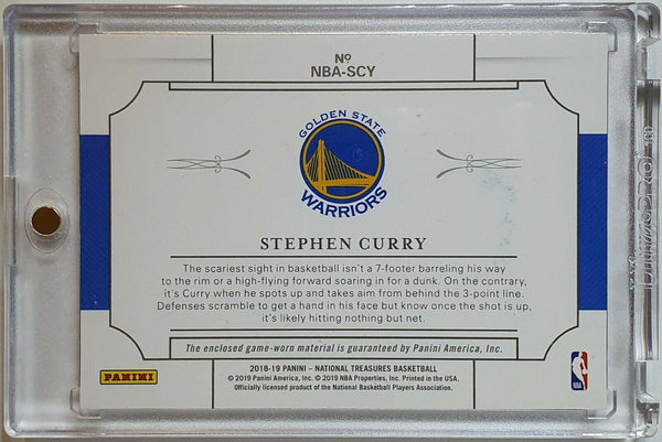 2018 Panini National Treasures Stephen Curry #PATCH /99 Game Worn Jersey - Rare