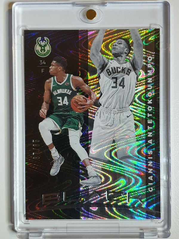 2019 Panini Black Giannis Antetokounmpo #4 SWIRLORAMA /65 - Ready to Grade