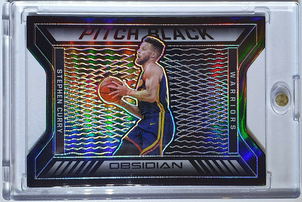 2020 Panini Obsidian Stephen Curry #18 PITCH BLACK HOLO /99 Die-Cut - Rare