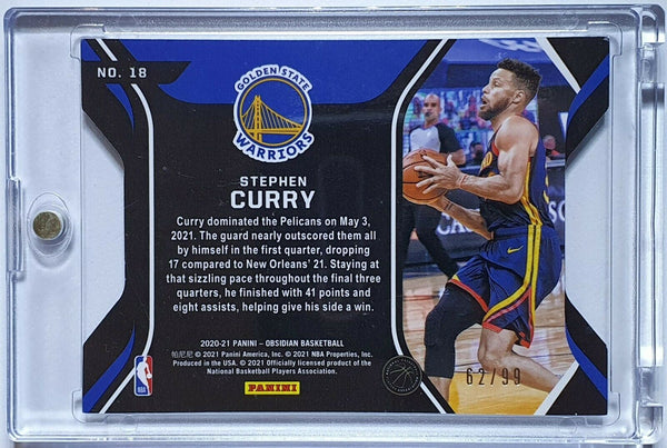 2020 Panini Obsidian Stephen Curry #18 PITCH BLACK HOLO /99 Die-Cut - Rare