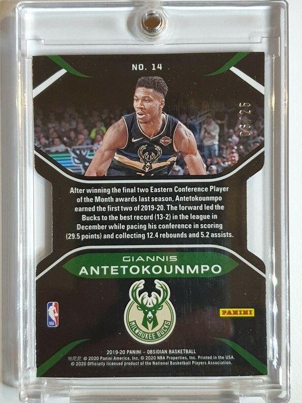 2019 Obsidian Giannis Antetokounmpo GREEN /25 ELECTRIC ETCH - Ready to Grade