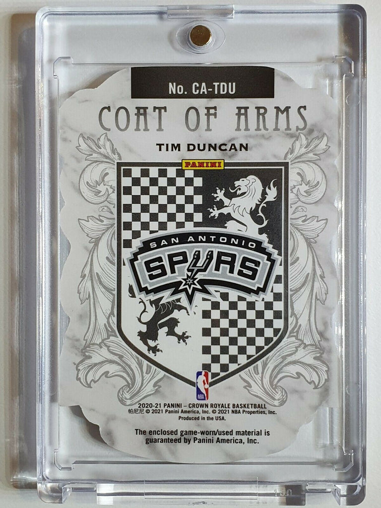 2021-22 Panini Crown Royale HOF Patch Tim Duncan Hall of Fame game-used  Jersey