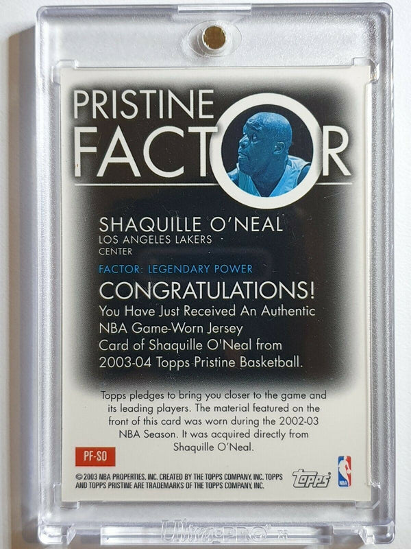 2003 Topps Pristine Shaquille O'Neal #PF-SO #PATCH Game Worn Jersey - Rare