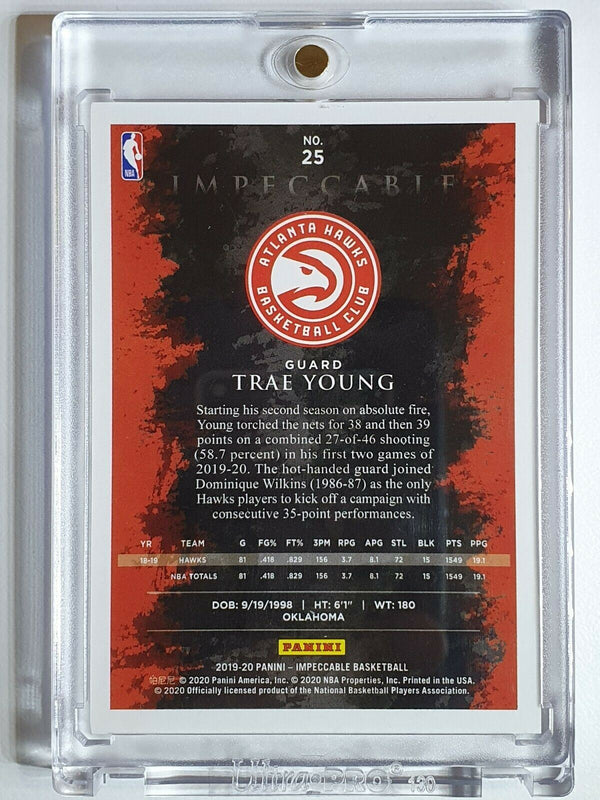 2019 Panini Impeccable Trae Young #25 SILVER /75 Foil - Ready to Grade