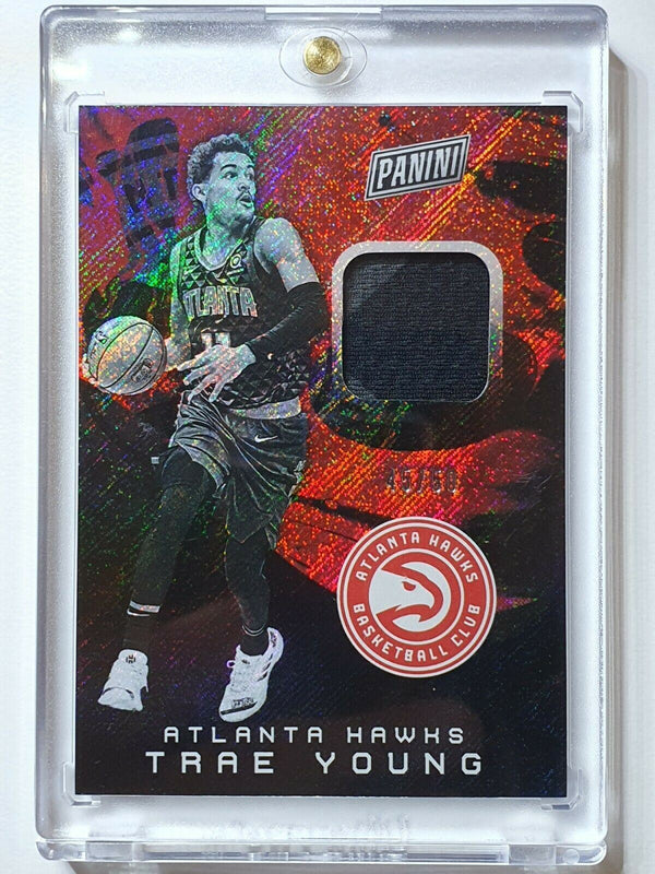 2019 Panini National Trae Young #PATCH COSMIC /50 Game Worn Jersey - Rare