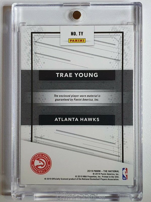 2019 Panini National Trae Young #PATCH COSMIC /50 Game Worn Jersey - Rare