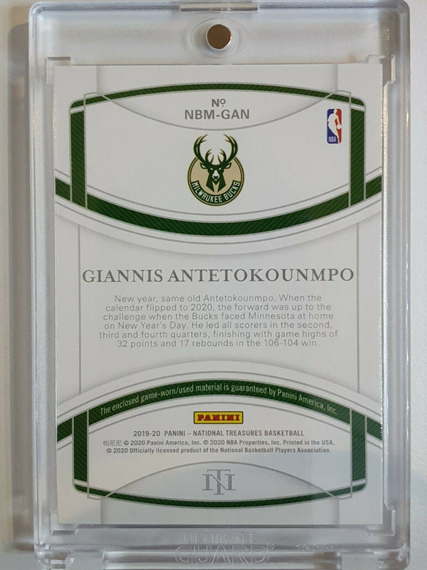 2019 National Treasures Giannis Antetokounmpo #PATCH /99 Game Worn Jersey