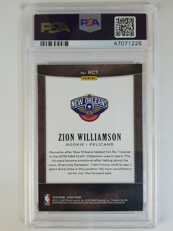 2019 Panini Black Friday Zion Williamson #RC1 Rookie /99 Future Frames - PSA 8