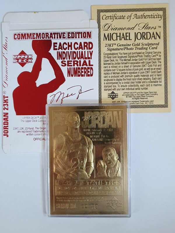 1995 Upper Deck Michael Jordan 23K Gold Sculptured Card RED Diamond Stars