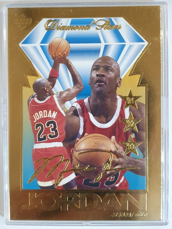 1995 Upper Deck Michael Jordan 23K Gold Sculptured Card RED Diamond Stars