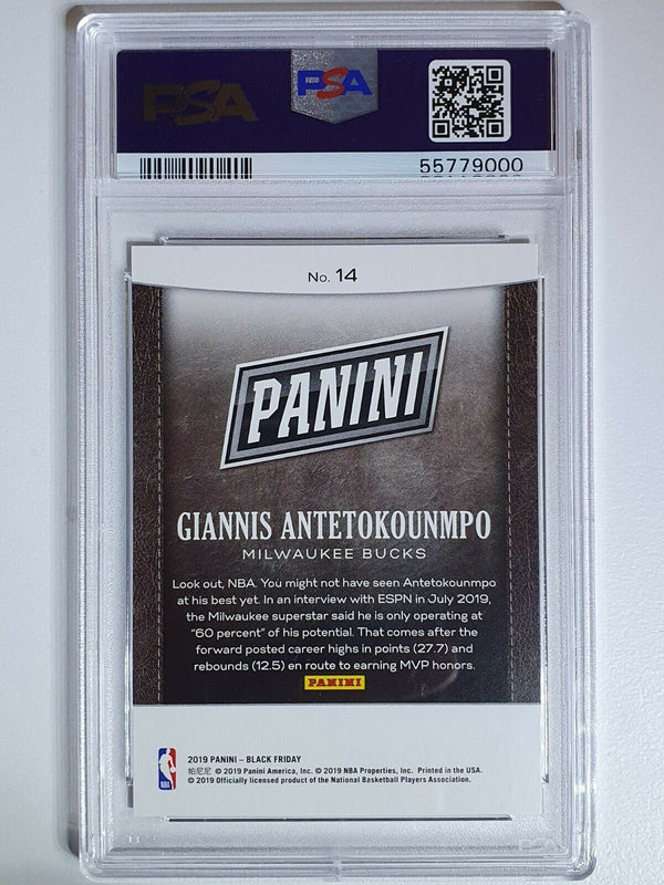 2019 Panini Black Giannis Antetokounmpo #14 SWIRLORAMA /50 - PSA 10 (POP 8)