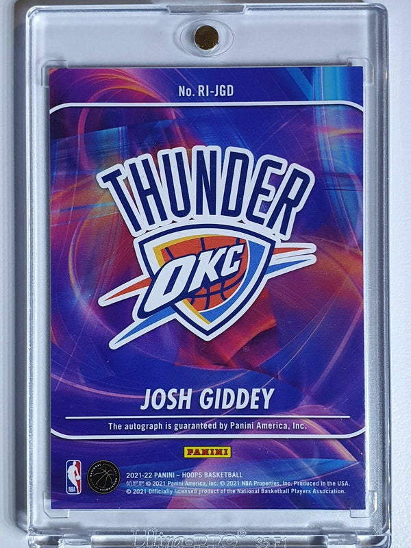 2021 NBA Hoops Josh Giddey Rookie Ink AUTO GREEN HOLO Autograph - Ready to Grade