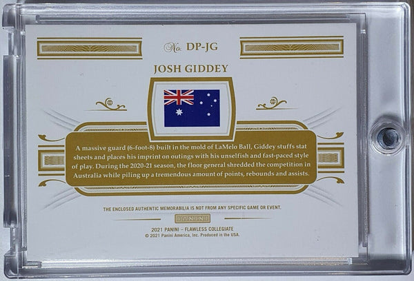 2021 Flawless Josh Giddey Rookie #PATCH /20 DUAL Jersey Swatches - Rare