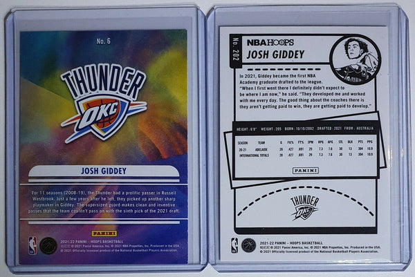 2021 Panini NBA Hoops Josh Giddey Rookie #202 #6 Lot of 2 RCs - Ready to Grade