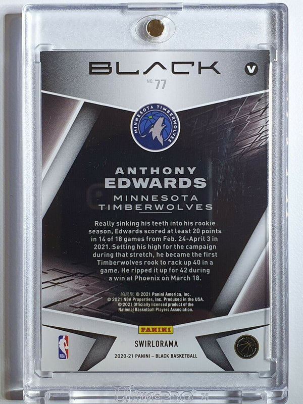 2020 Black Anthony Edwards Rookie #77 Variation SWIRLORAMA /49 Prizm - Rare