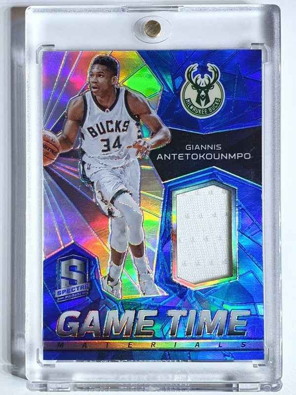 2016 Spectra Giannis Antetokounmpo #PATCH BLUE HOLO /49 Game Worn Jersey - Rare