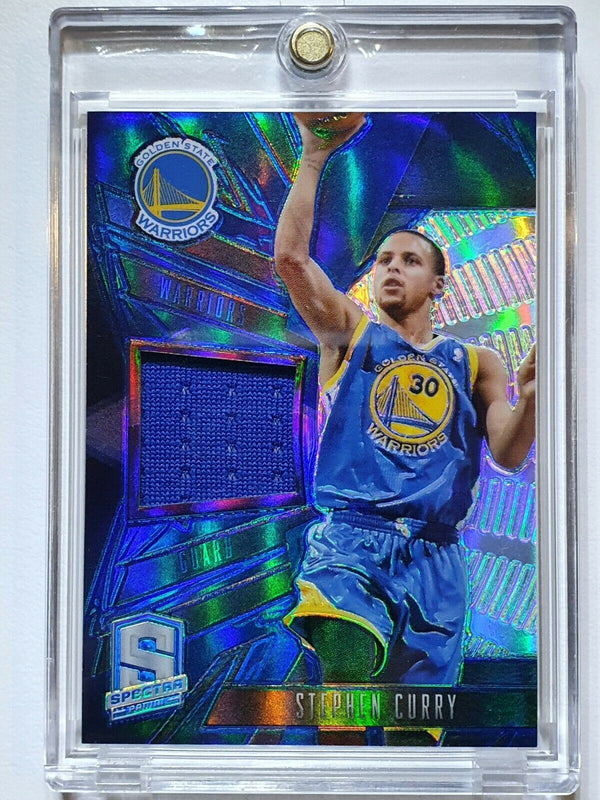 2016 Spectra Stephen Curry #PATCH NEON BLUE /99 Game Worn Jersey - Rare