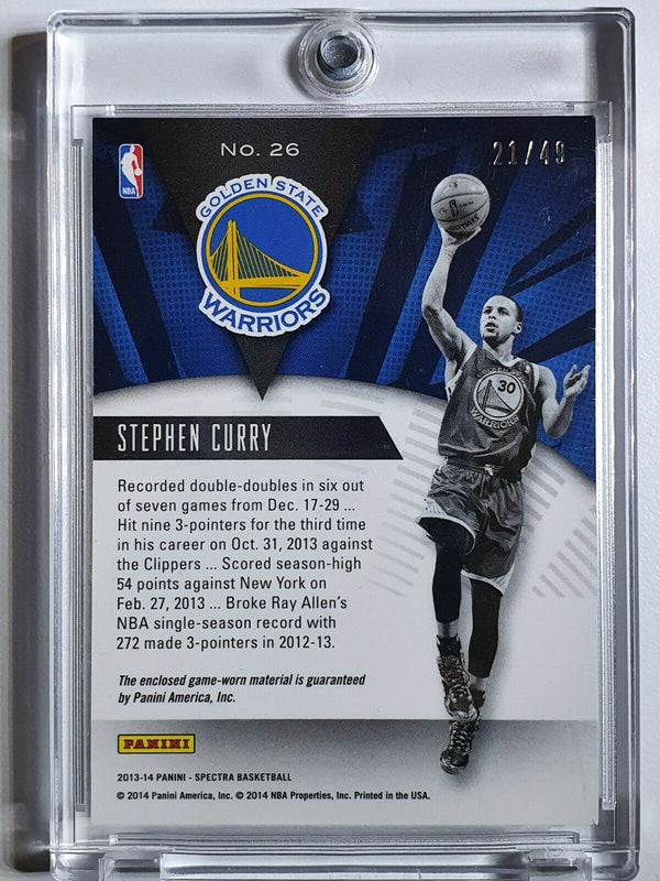 2016 Spectra Stephen Curry #PATCH NEON BLUE /99 Game Worn Jersey - Rare