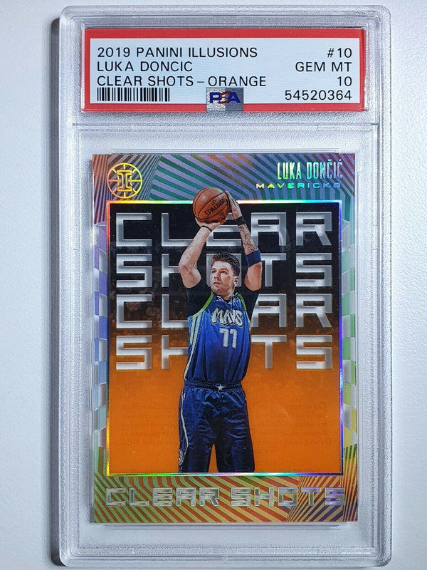 2019 Panini Illusions Luka Doncic #10 Clear Shots ORANGE - PSA 10 (POP 34)