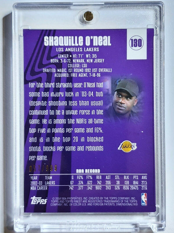 2003 Topps Finest Shaquille O'Neal #PATCH /999 Game Worn Jersey - Ready to Grade