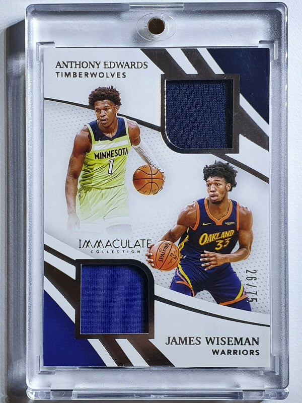 2020 Immaculate Anthony Edwards & James Wiseman Rookie #PATCH /75 Dual Jerseys