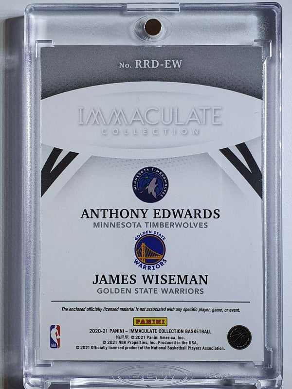 2020 Immaculate Anthony Edwards & James Wiseman Rookie #PATCH /75 Dual Jerseys