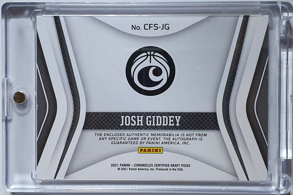 2021 Panini Chronicles Josh Giddey Rookie Patch AUTO PRIME /10 RPA - Rare