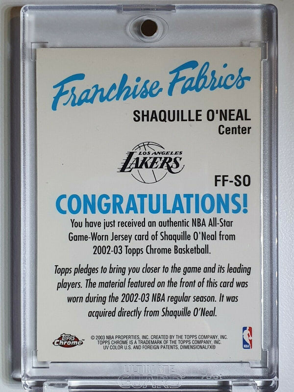 2002 Topps Chrome Shaquille O'Neal #PATCH Game Worn Jersey - Ready to Grade