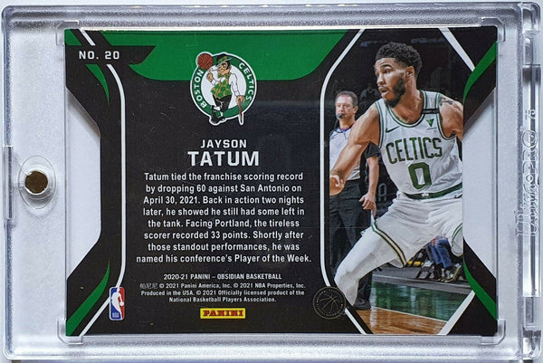 2020 Panini Obsidian Jayson Tatum #20 RED FLOOD Pitch Black Holo - Rare