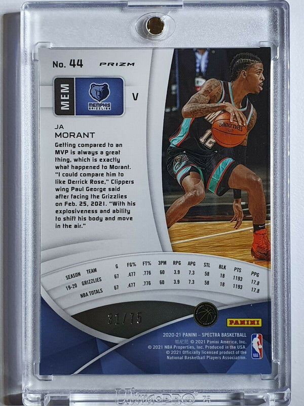 2020 Spectra Ja Morant #44 VARIATION GOLD GREEN /75 Prizm - Ready to Grade